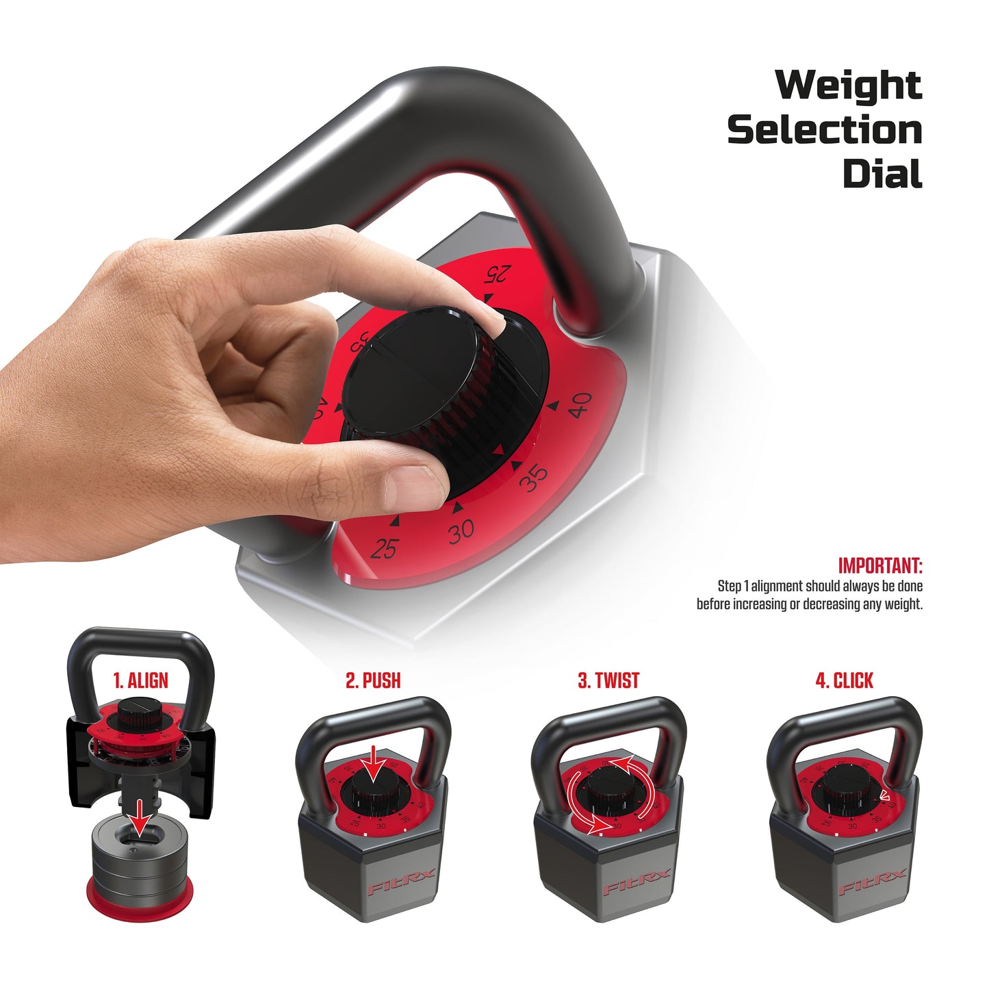 Smartstack Wide Handle Adjustable Kettlebell for Home Gym Workouts, 25-40 Lbs