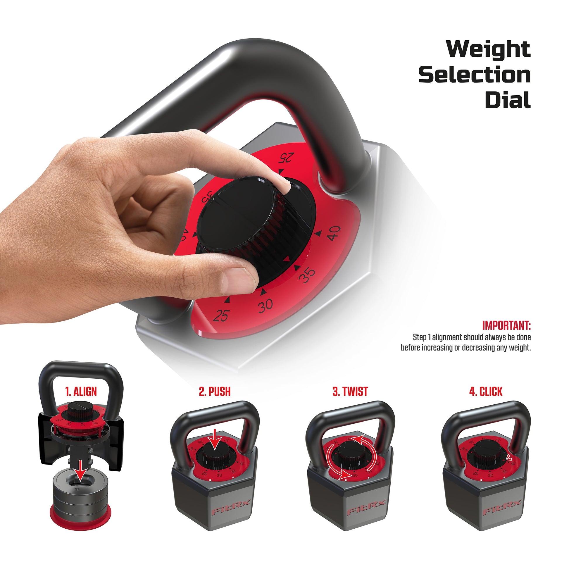 Smartstack Wide Handle Adjustable Kettlebell for Home Gym Workouts, 25-40 Lbs
